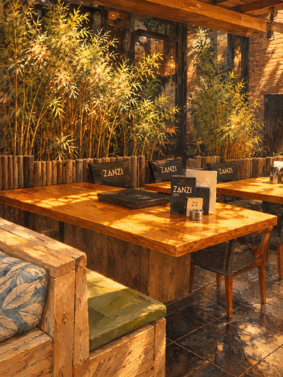 Zonnig ZANZI-terras met tafel 22