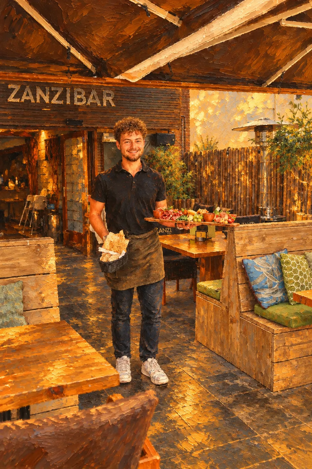 Impressionistische ober van Zanzi met antipasti